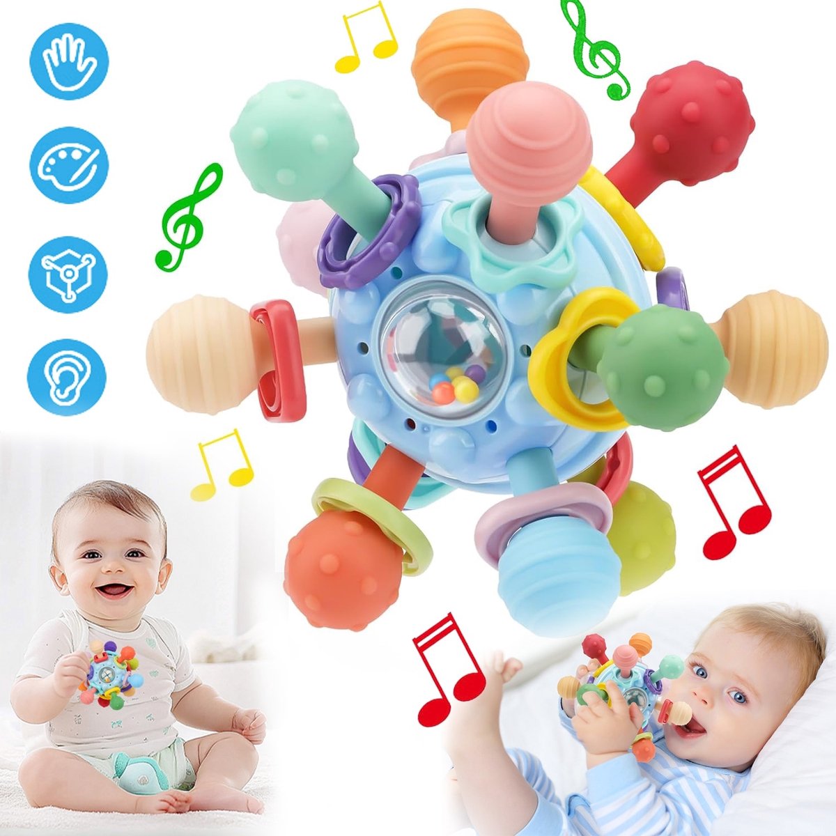 Bijtspeelgoed baby - Baby Speelgoed - TENZHVXI® - Siliconen - BPA-vrij - Voedselveilig - Met meerdere kauwpunten - Interactief - Voor pijnverlichting en ontwikkeling van fijne motoriek - 0-12 maanden