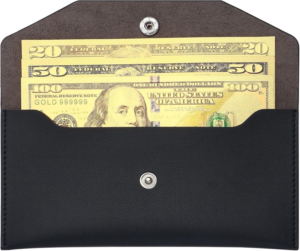 Herbruikbare Waterdichte Budget Enveloppen van PU Leer, 18.3 x 9.2 cm, Ideaal voor Geldbeheer en Organisatie