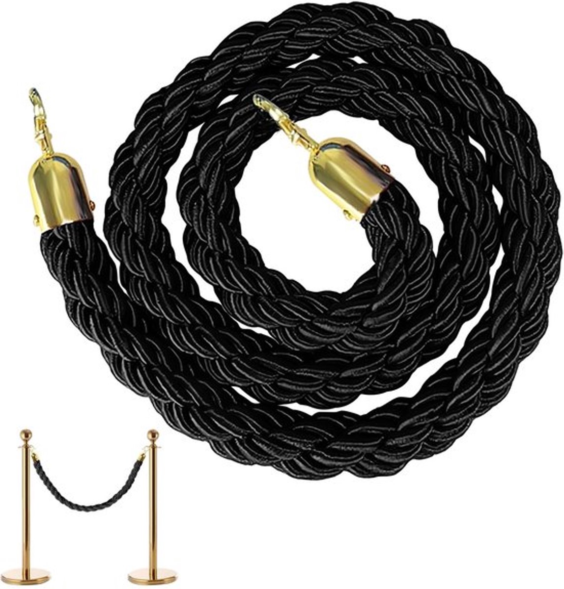 Gedraaid Touw - Dailygoods- Barrièretouw 1,5 m met vergulde haken