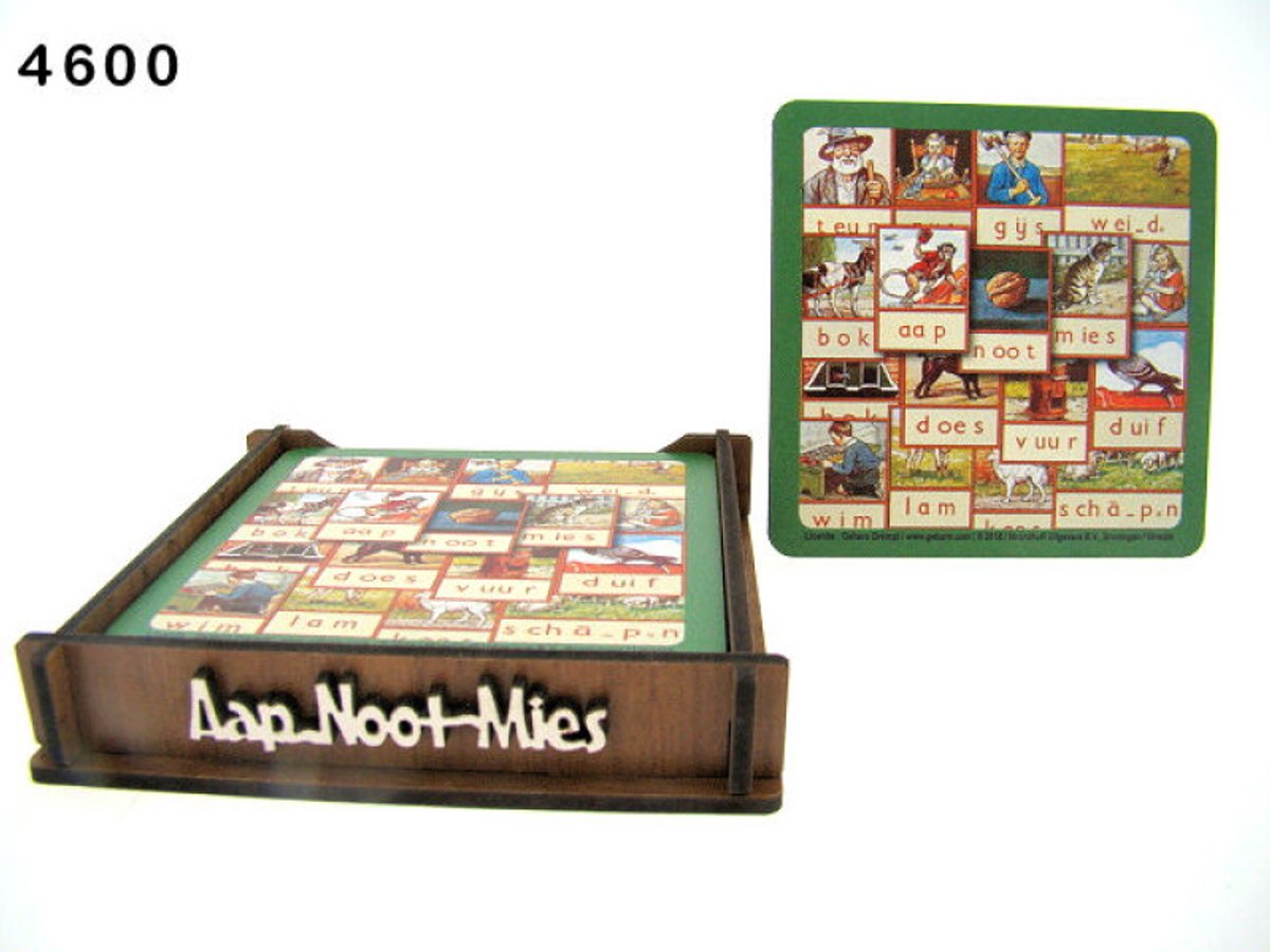 Aap, Noot, Mies onderzetters met houder, set van 6, 9 x 9 cm