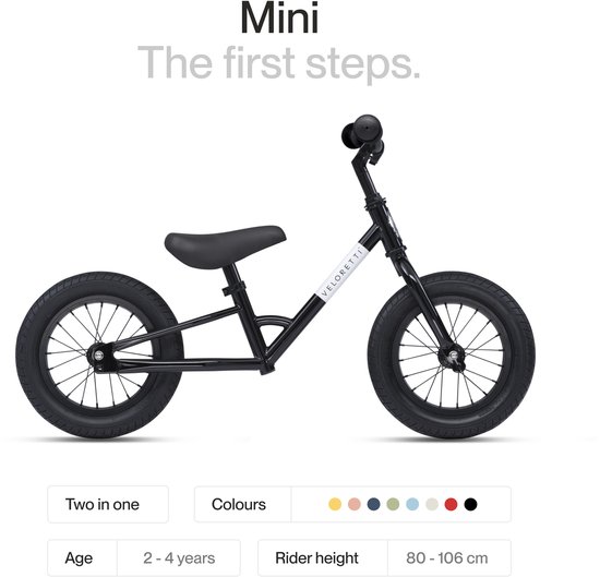Veloretti Mini loopfiets - 12 inch - Zwart - 2-4 jaar van Veloretti — afbeelding 4