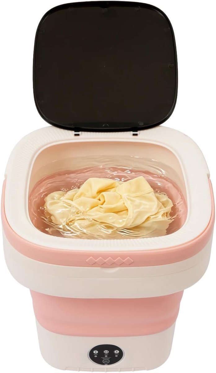 Mini wasmachine Opvouwbaar apparaat Kleine was Met centrifuge 12 liter Roze