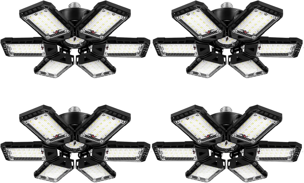 LED Plafondlamp - Garageverlichting - Werkplaats Verlichten - 6+1 Verstelbare Panelen - 18000 Lumen - Wit