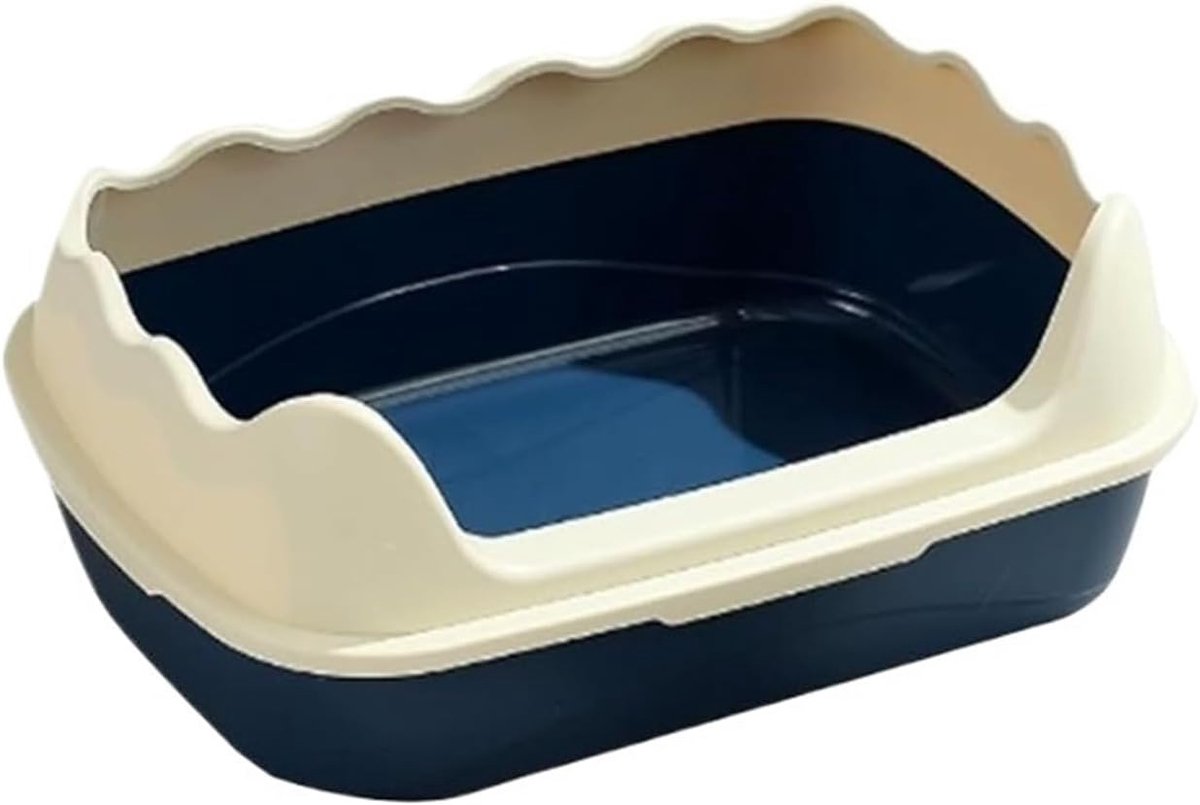 Kattenbak Halfgesloten - Kittentoilet Bak - Hygiënisch Huisdier - Lage Ingang Anti-Spat - 50 x 35 x 18 cm - Blauw