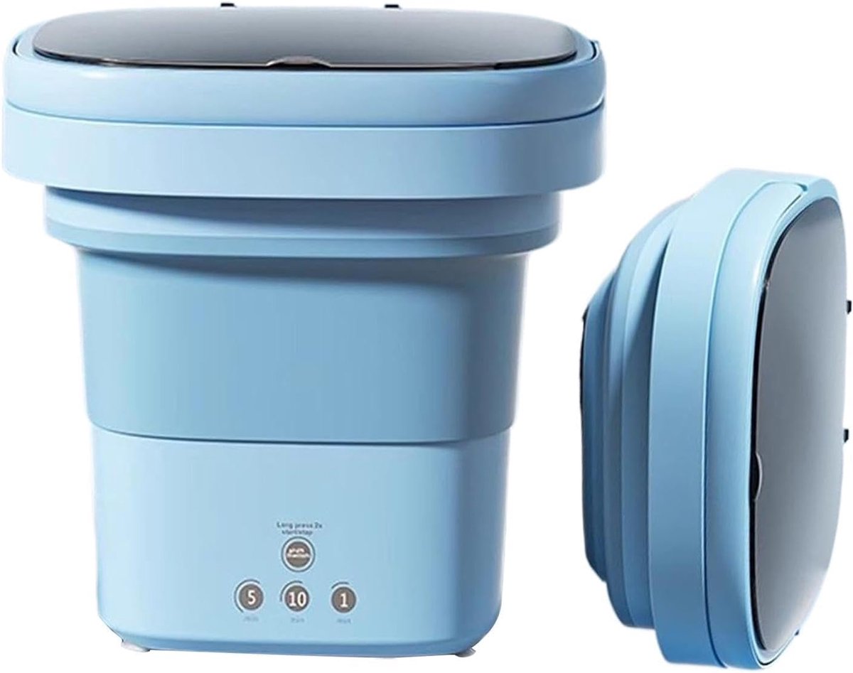 Reiswasmachine Opvouwbare Wasmachine Kleding Wassen Stille Werking 6 Liter Blauw