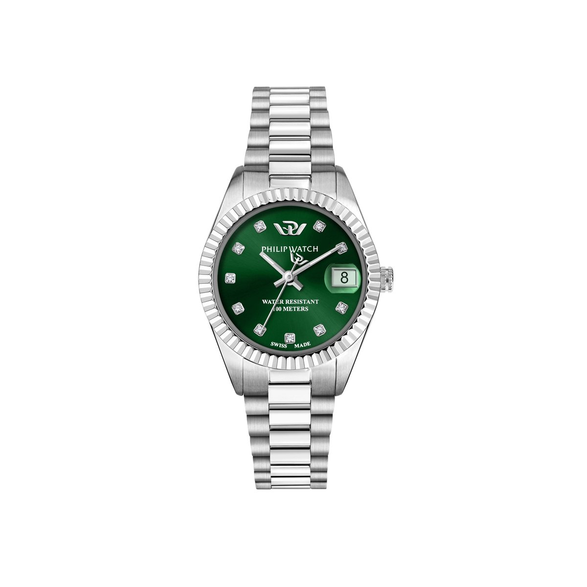 Philip Watch - Caribe Urban Lady - R8253597649 - Swiss Made - Dameshorloge - 28 MM - Groen - Zilver