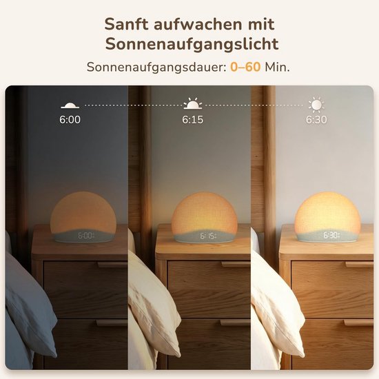 Sunrise Wekker - Wekker met Geluid - Rustig Wakker Worden - Natuurlijke Zonsopkomst Simulatie - L - Klassiek Wit — afbeelding 2