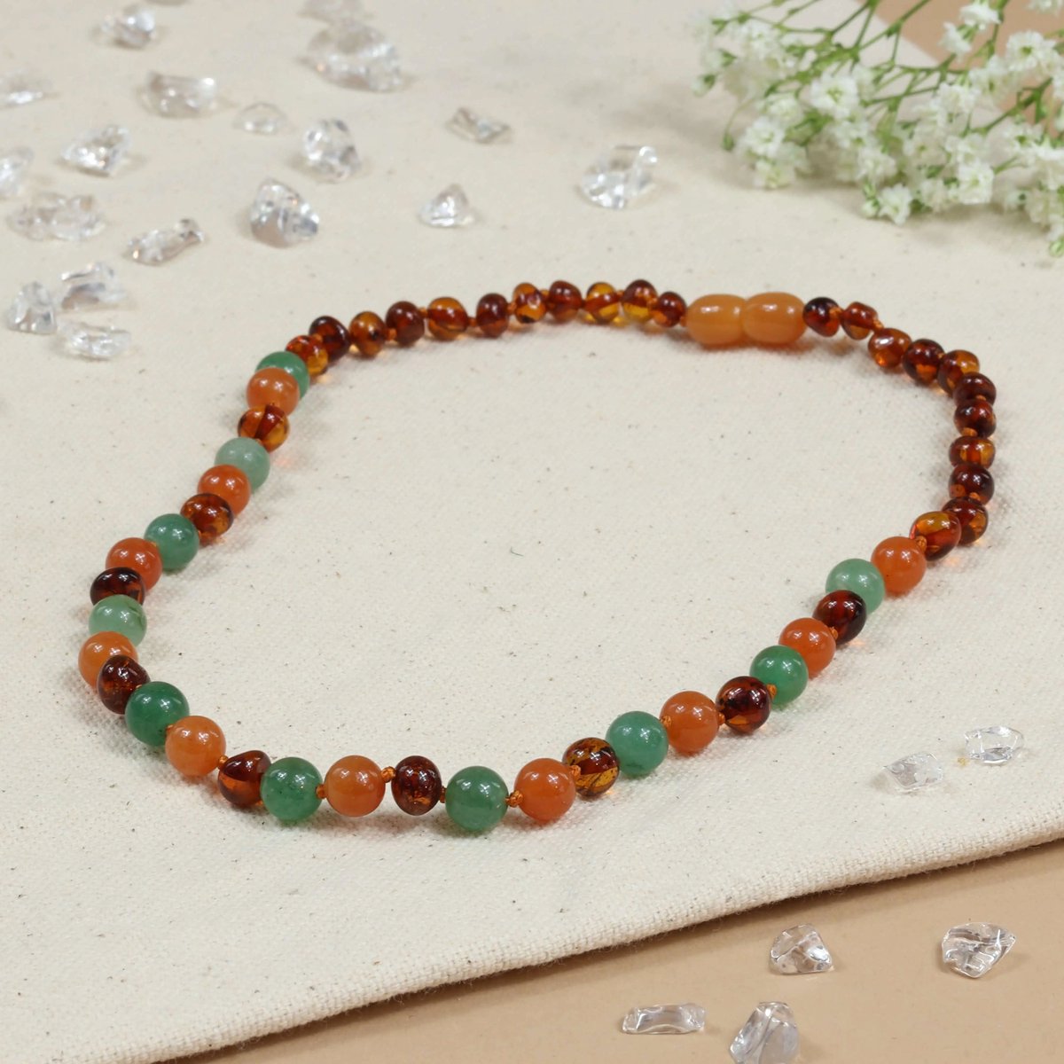 Baby Natura - Barnsteen Ketting - Kind - Aventurijn - Jade - 36 cm