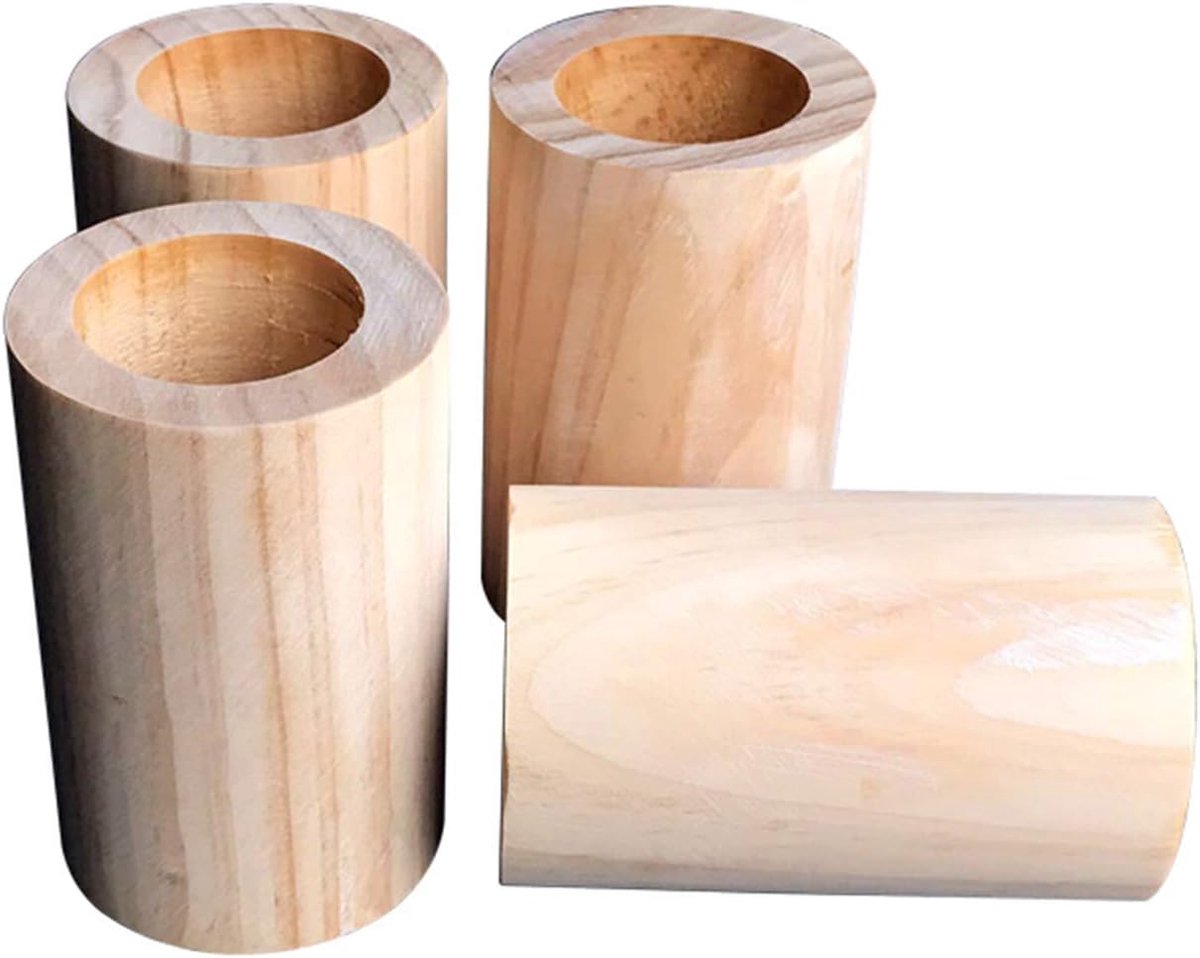 Meubelpoten Hout - Bankpoot Verhoger - Meubels Verhogen - Verstelbare Hoogte - 15 cm - Houtkleur