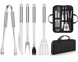 SMH LINE® Barbecue Accessoires Set - 6-delig – RVS BBQ Accessoires met Opbergtas – BBQ Set – Grill Gereedschap