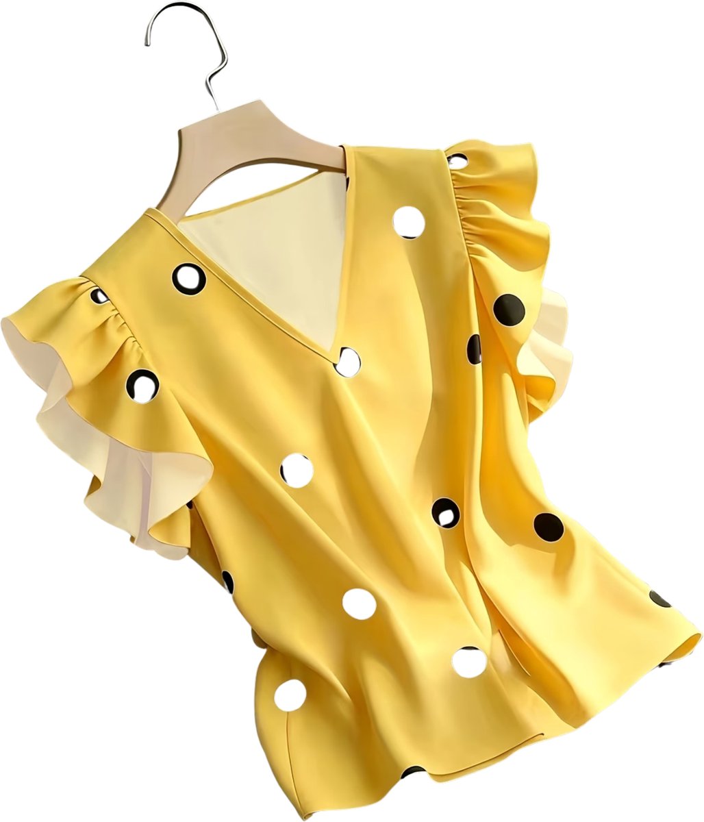 Currero Topje Dames Polkadots - Mouwloze Top - Singlet - Kleding - Shirt - Blouse - Kort - Volwassen - Citroengeel Citroen geel