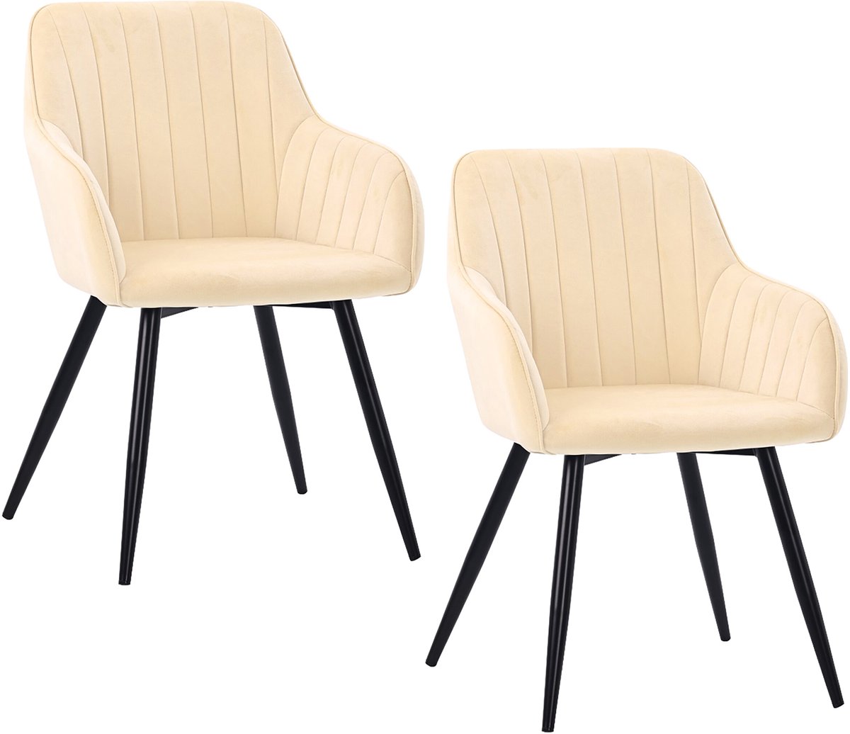 Eetkamerstoel - set van 2 - fluweel - beige