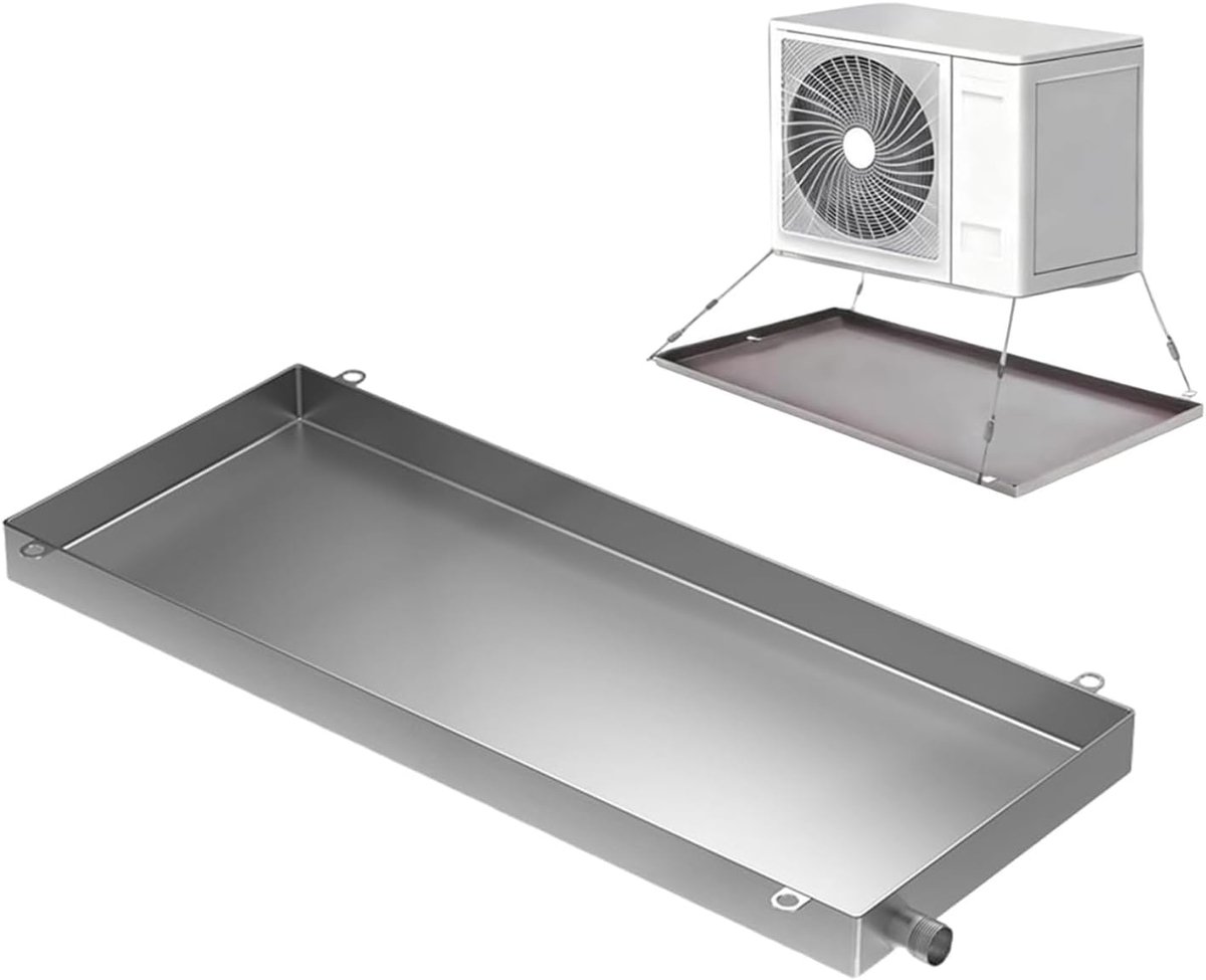 Roestvrijstalen Afvoerpan - Lekbak Airco - Bescherming Condenswater - Verhoogde Randen - 40x40x4cm - Zilver