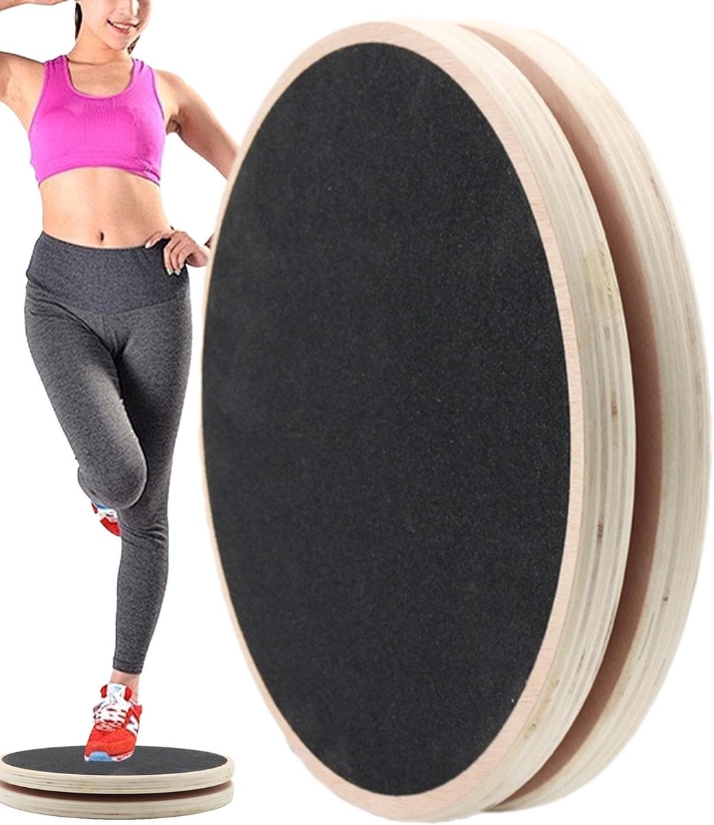 Taille Trainingsbord - Fitness Draaischijf - Core Versterken - Stevig Houten Ontwerp - 28.5 x 28.5 cm - Multicolor