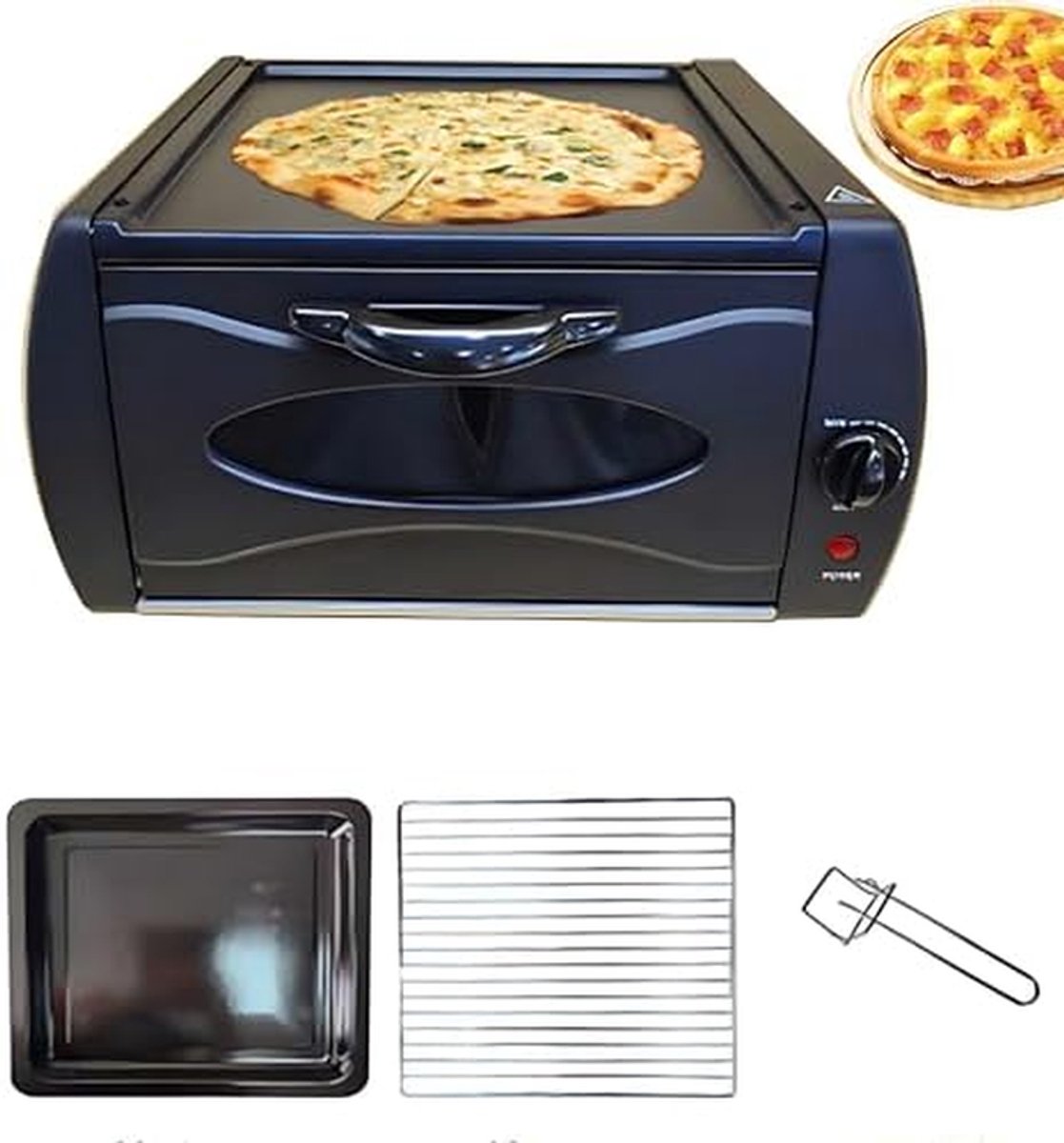 Mini Oven Brood Maker Pizza Bakken Met Hot Top Plate 14 Liter Capaciteit Zwart