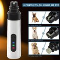 Elektrische nageltrimmer met 3 poorten voor kleine, middelgrote en grote huisdieren, wit met zwart accent.
