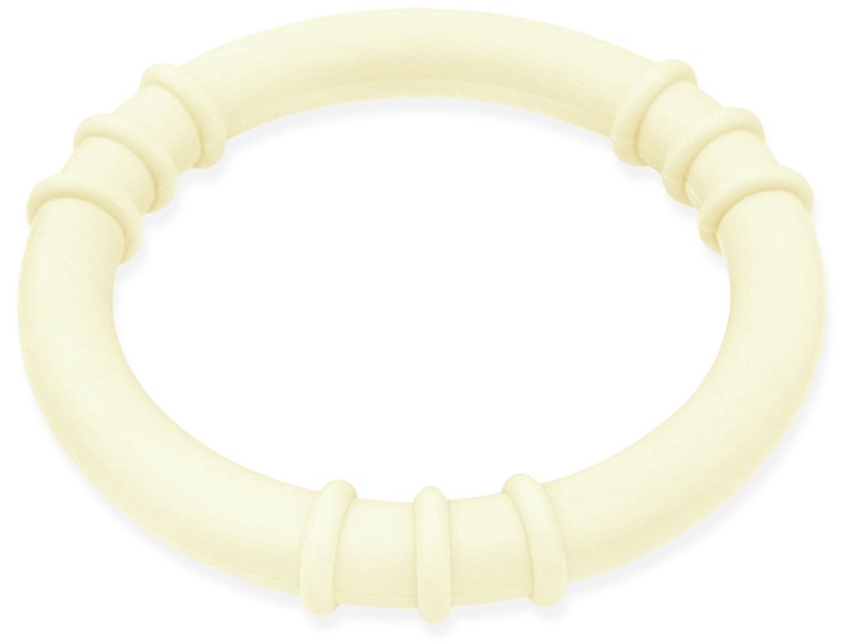 ARK Therapeutic bijtspeelgoed baby kauwring textuur lichtgeel zacht.