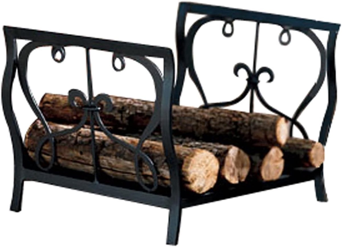 Haardhout rek - Hout opslag - Hout organiseren - Stapelbaar metaal frame - 45 x 35 x 40 cm - Zwart