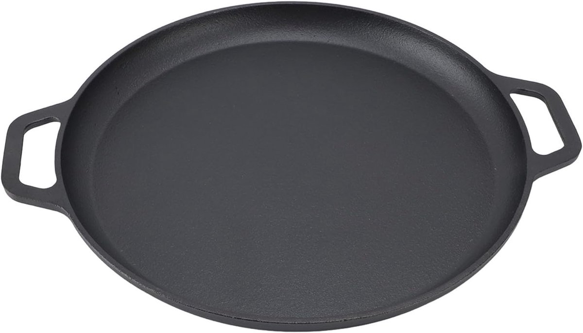 Pannenkoekenpan Gietijzer - Platte koekenpan - Ontbijt Bakken - Gelijkmatige Verwarming - 30 cm - Zwart