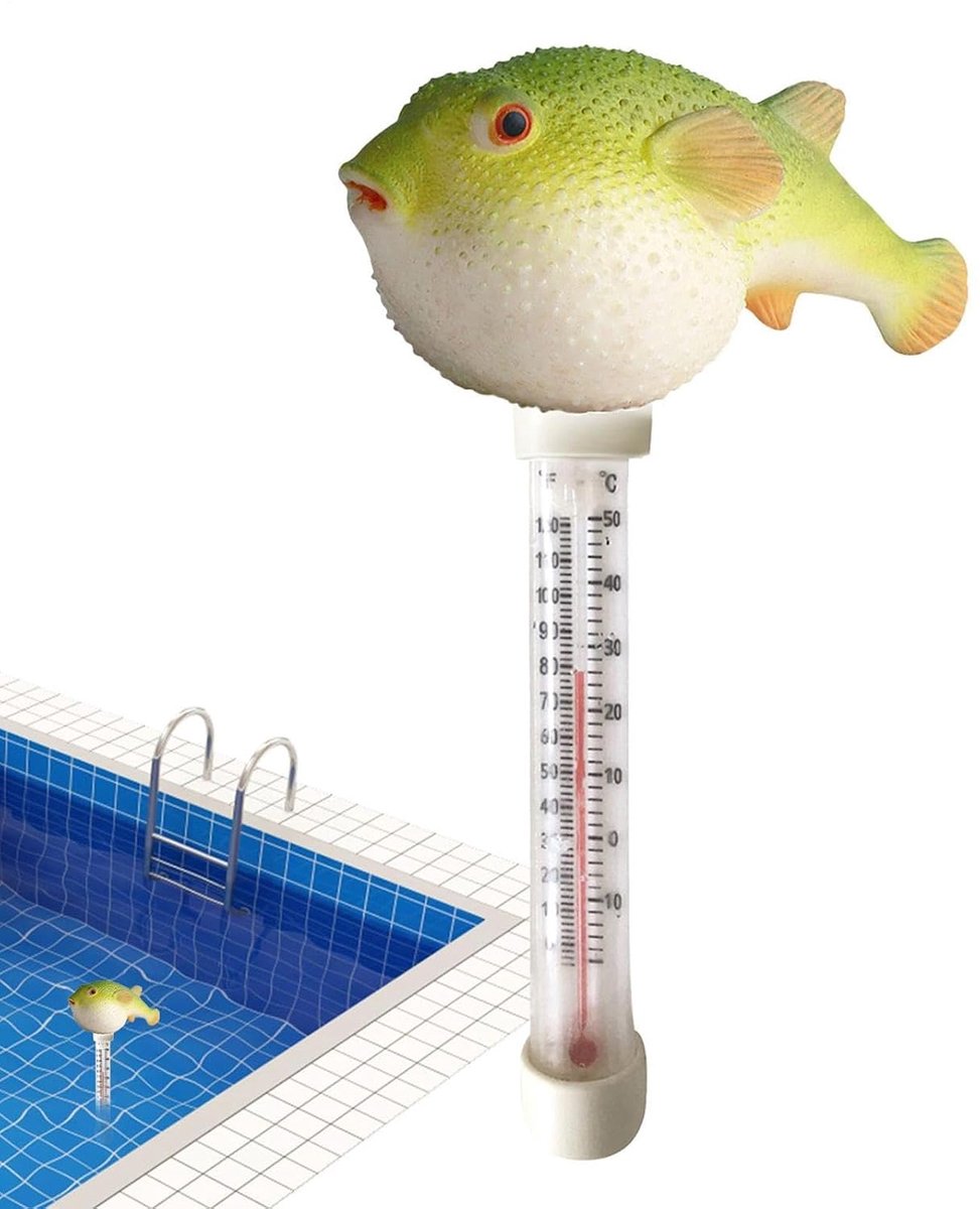 Waterthermometer Cartoon - Temperatuurmeter Zwembad - Water Temperatuur Meten - Waterdicht Ontwerp - 22 Centimeter - Blauw