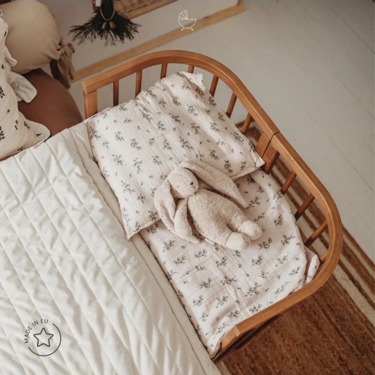 Japandi meegroeibed 7-1 - Walnoot - Waldin - co-sleeper ledikant peuterbed in één