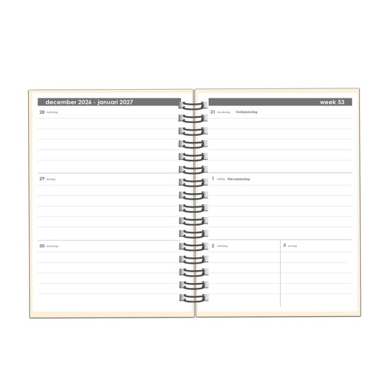 Agenda 2027 – A5 – Weekagenda – Hardcover – Beige