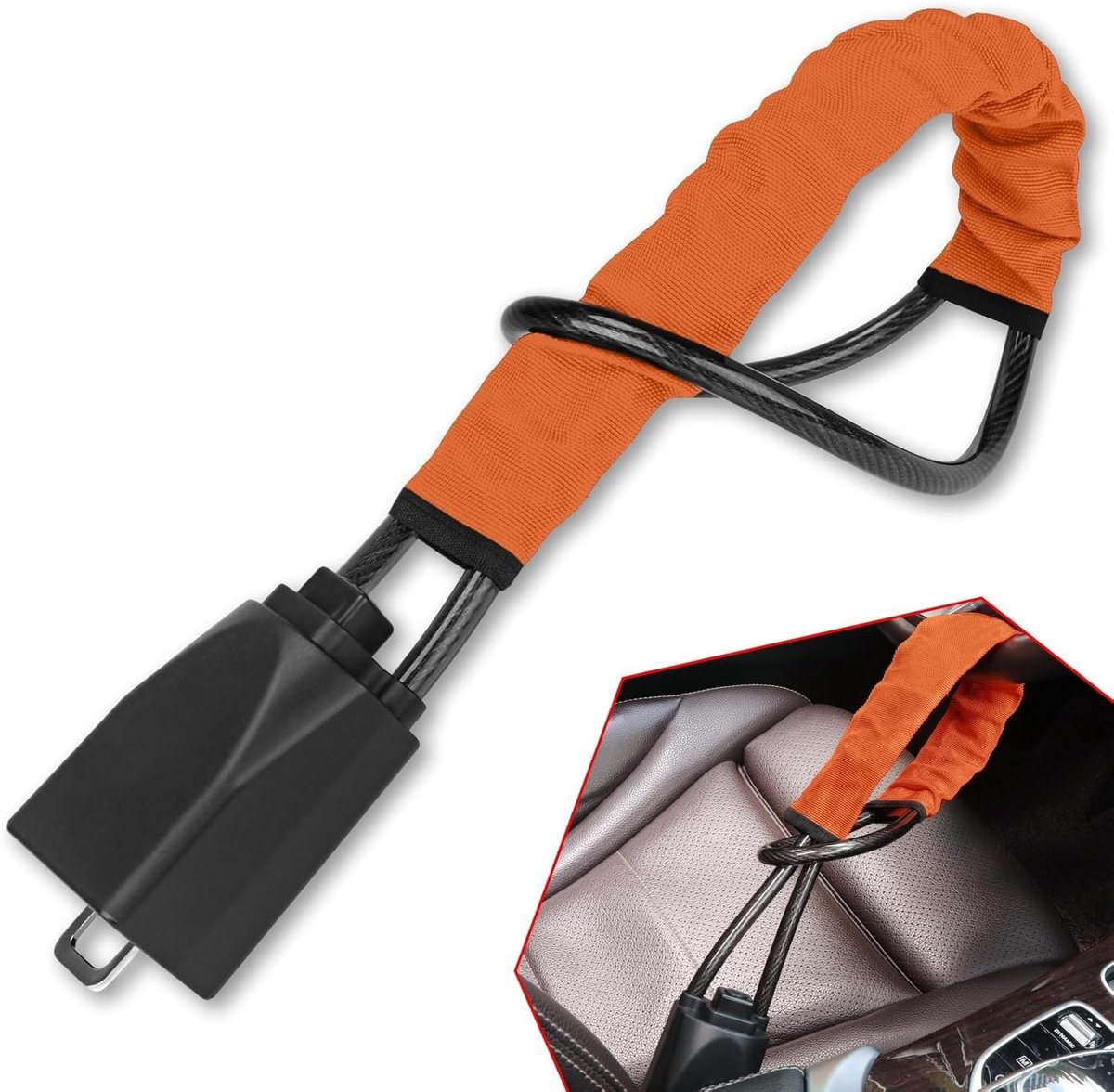 Veiligheidsslot Auto - Stuurslot Gordel - Voertuig Beveiligen - Combinatie Stuurslot Gordel - 69 cm - Zwart