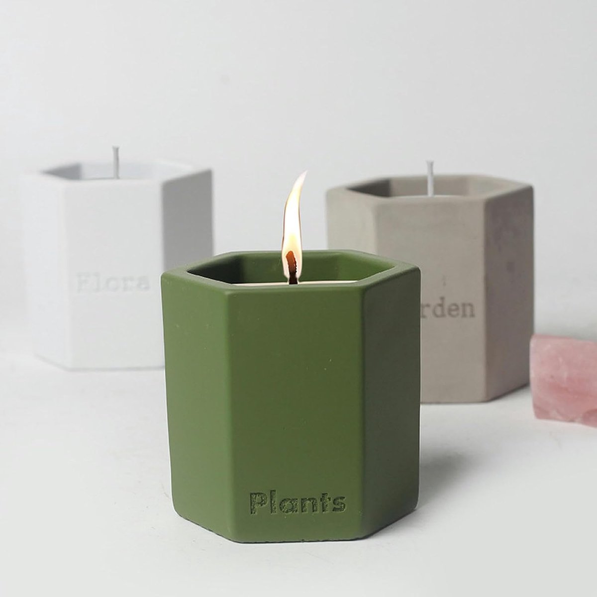 Keramische Kandelaar - Kaarsenhouder - Sfeervolle Decoratie - Matzwarte Afwerking - 8x8 cm - Groen