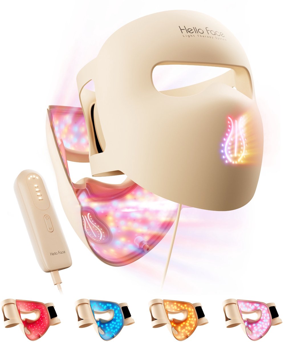 WK 4D LED Gezichtsmasker – 311 LED's – Multi-Spectrum Lichttherapie – Draadloos – 3000mAh Oplaadbare Accu – Geavanceerde Huidverzorging voor Thuis