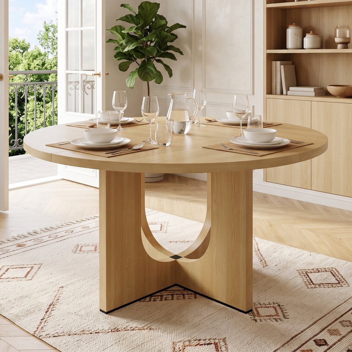 PHOEBE CAT Ronde Eettafel - 120 x 120 x 75 cm - Geschikt voor 4-6 personen - Natuurlijke
