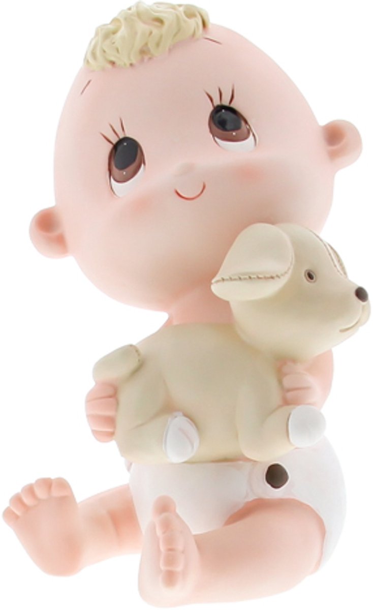 Spaarpot Baby "Lokky" jongen met knuffelhondje