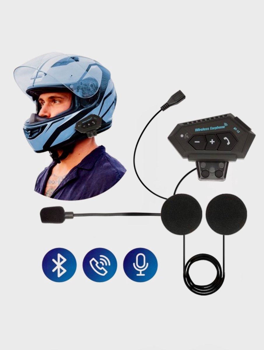 Intercom Motor Helm - Motor Communicatie Handsfree - Motorhelm Headset Waterdicht Bluetooth Draadloos - Zwart/Blauw/ Zachte Mircofoon