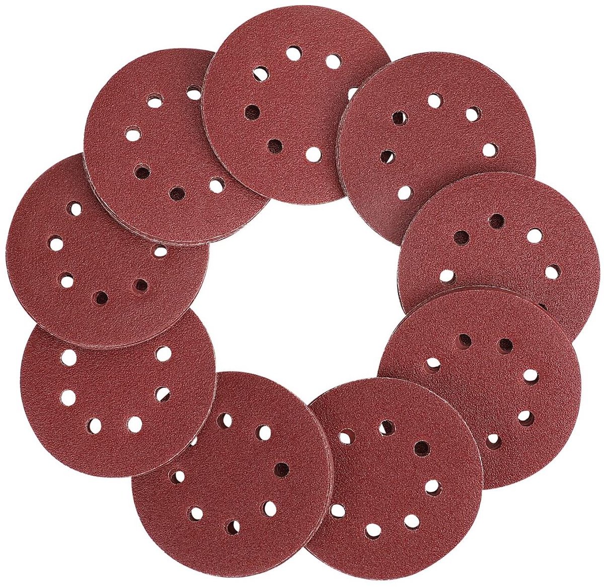 carmdering - Schuurschijven - Excentrische Schuurschijven - 125mm - 100 stuks, 5 korrelgroottes P60/P80/P100/P120/P240, aluminiumoxide - Voor hout & metaal - Professionele kwaliteit