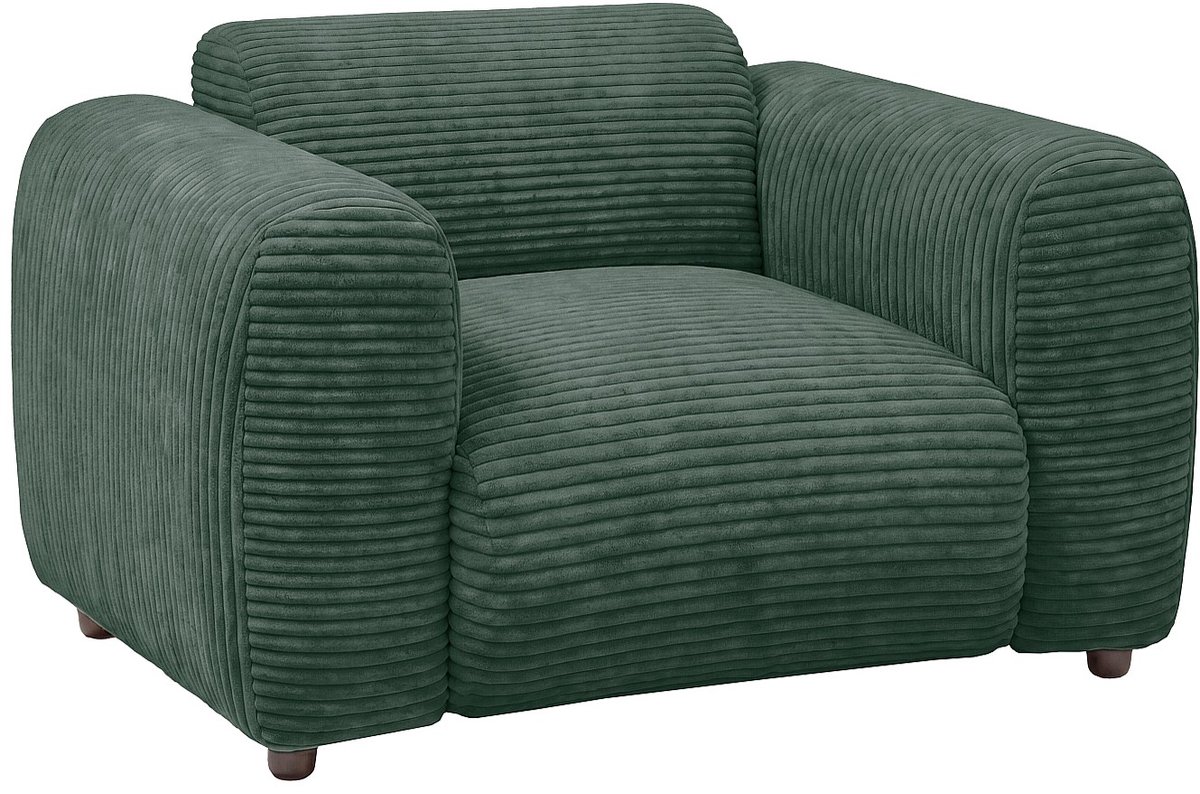 Vente-unique Groene ribfluwelen fauteuil POGNI van Maison Céphy