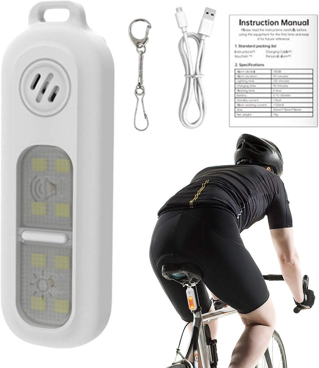 Persoonlijk Veiligheidsalarm - Sleutelhanger Alarm - Persoonlijke Veiligheid - 130 dB Geluid - 8.5 x 6 x 2 cm - Wit