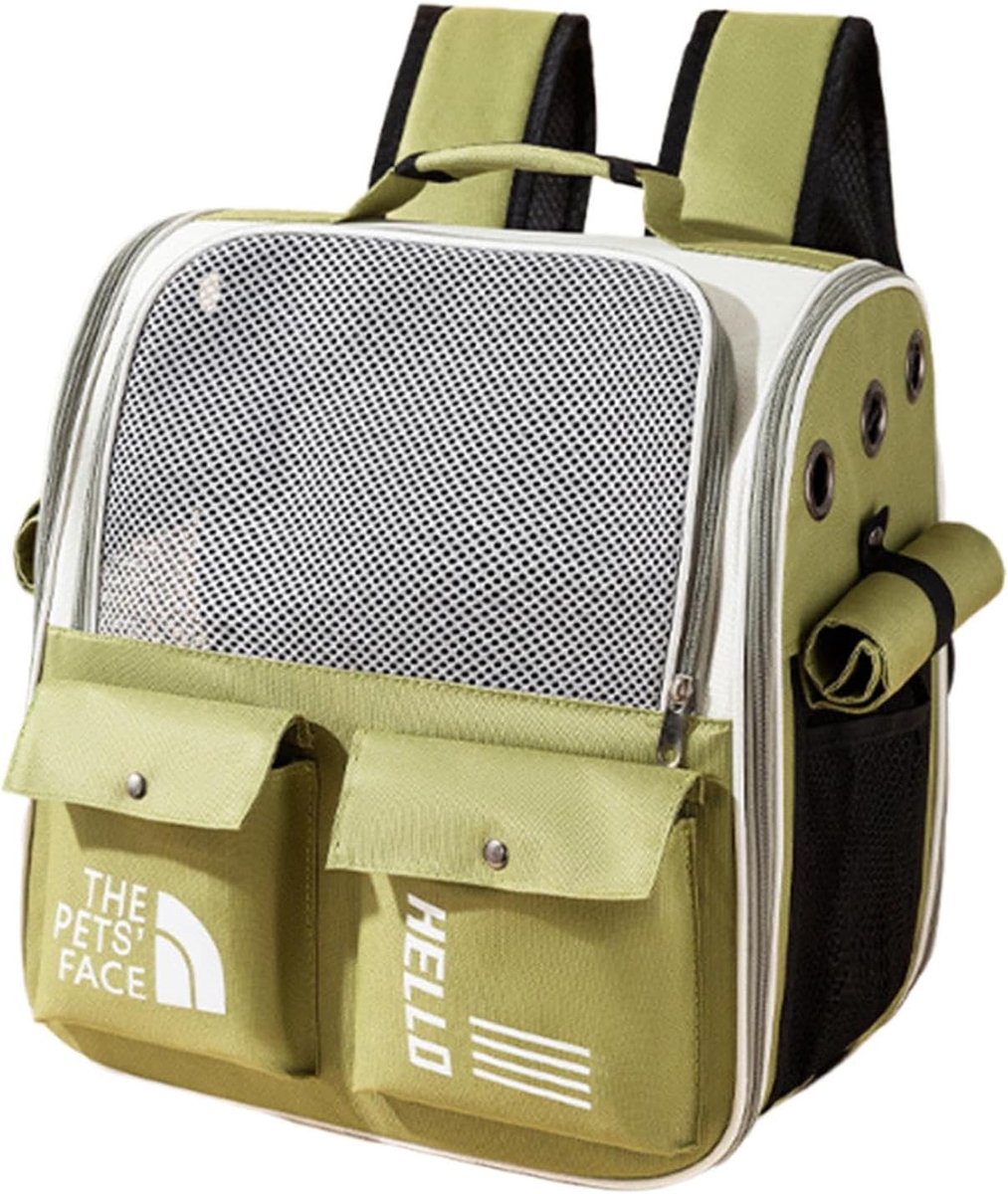 Huisdier Rugzak - Draagtas Kat - Buiten Avonturen - Ademend Mesh - 39x39x10 cm - Groen