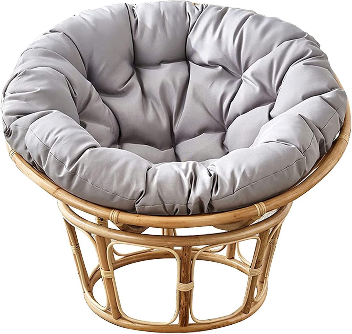 Papasan Stoelkussen - Rond Zitkussen - Comfortabel Zitten - Water- en UV-bestendig - 50x50cm - Lichtgrijs