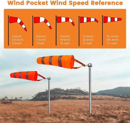 Windzak - Windmeter - Windrichting meten - Reflecterend ontwerp - 60 cm - Oranje grijs — afbeelding 4