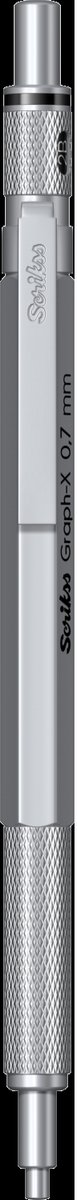 Scrikss Graph-X mechanisch potlood metaal | Grip van messing voor stevige en comfortabele houvast | Zilver 0.7mm