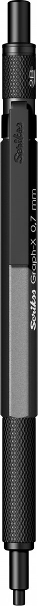 Scrikss Graph-X mechanisch potlood metaal | Grip van messing voor stevige en comfortabele houvast | Antraciet 0.7mm
