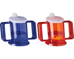 Handycup drinkbeker met tuit, set blauw en Rood