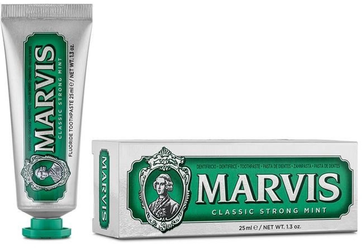 Marvis Tandpasta Classic Strong Mint 25 Ml Zilver/groen