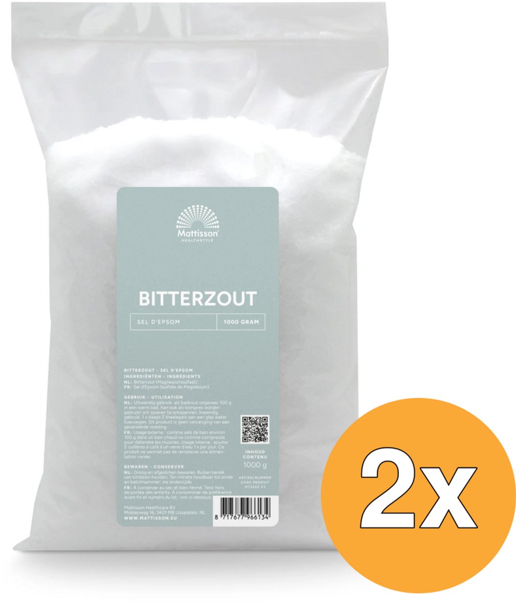 2x Mattisson Bitterzout Epsom Zout Magnesiumsulfaat (1000 gr)