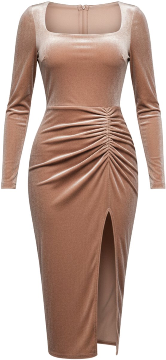 LARICA Jurk - polyester - rits - jurk Beige XL
