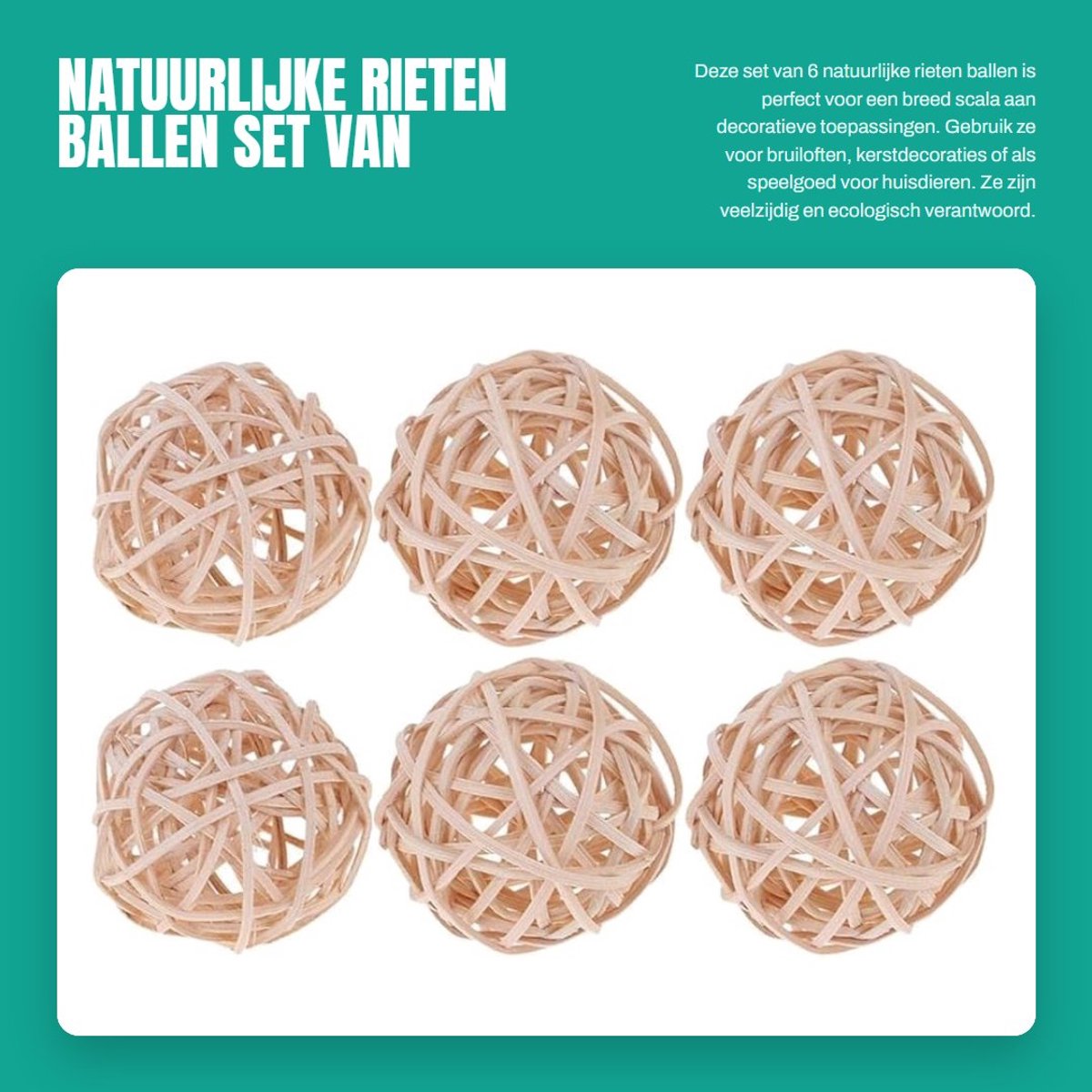 Dailygoods- Vine Ball 6 stuks - Natuurlijke Rotan Decoratie Ballen - 7 cm - Handgemaakt - Waterdicht - Geschikt voor Huwelijksdecoratie - Decoratieballen