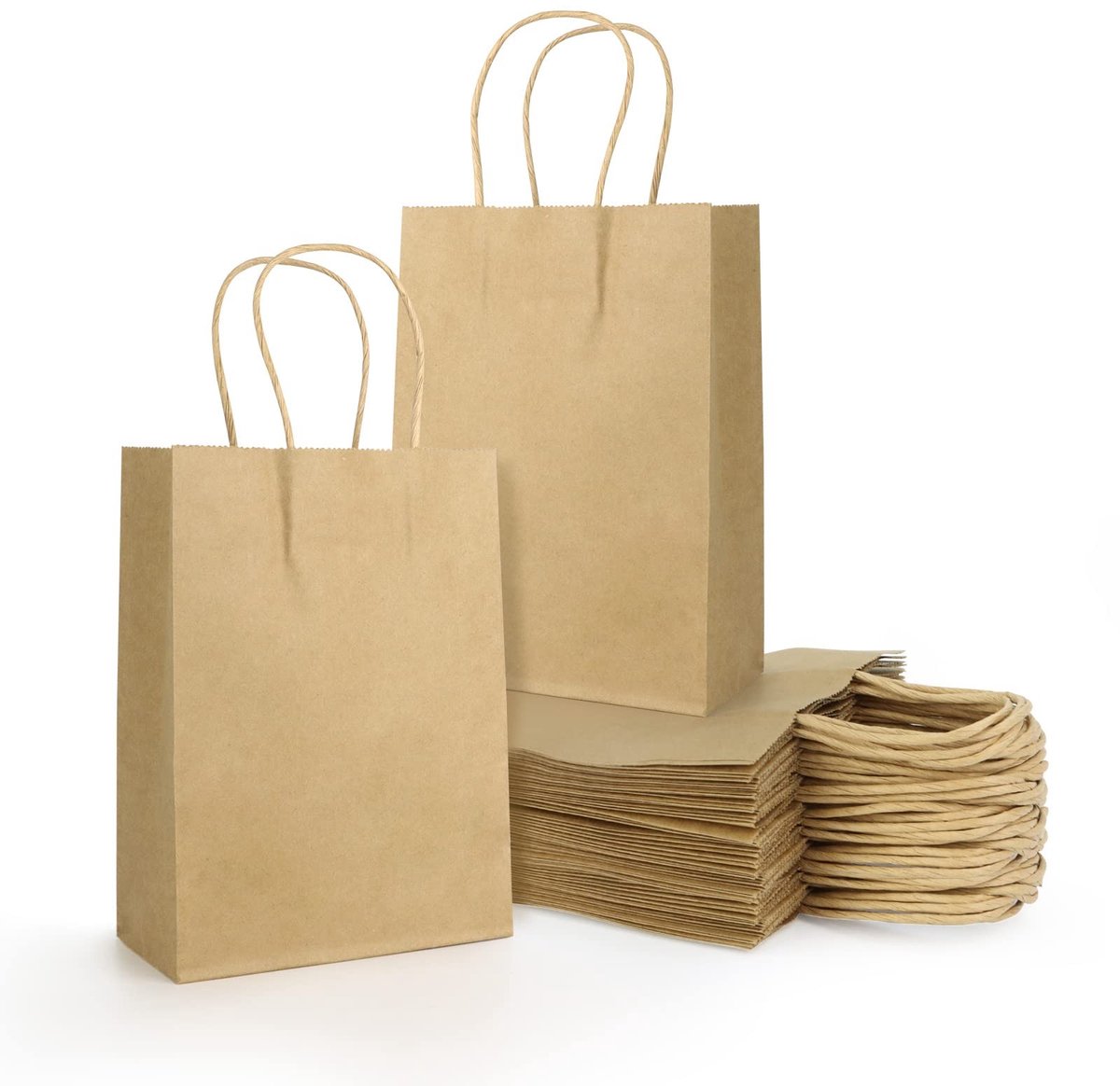 Dailygoods- Papieren Zakjes 40 Stuks - Papieren Draagtas - Cadeauzakjes - Feestzakjes - Winkeltasjes - Hoogwaardig Kraftpapier - Afmetingen 21 x 15 x 8 cm