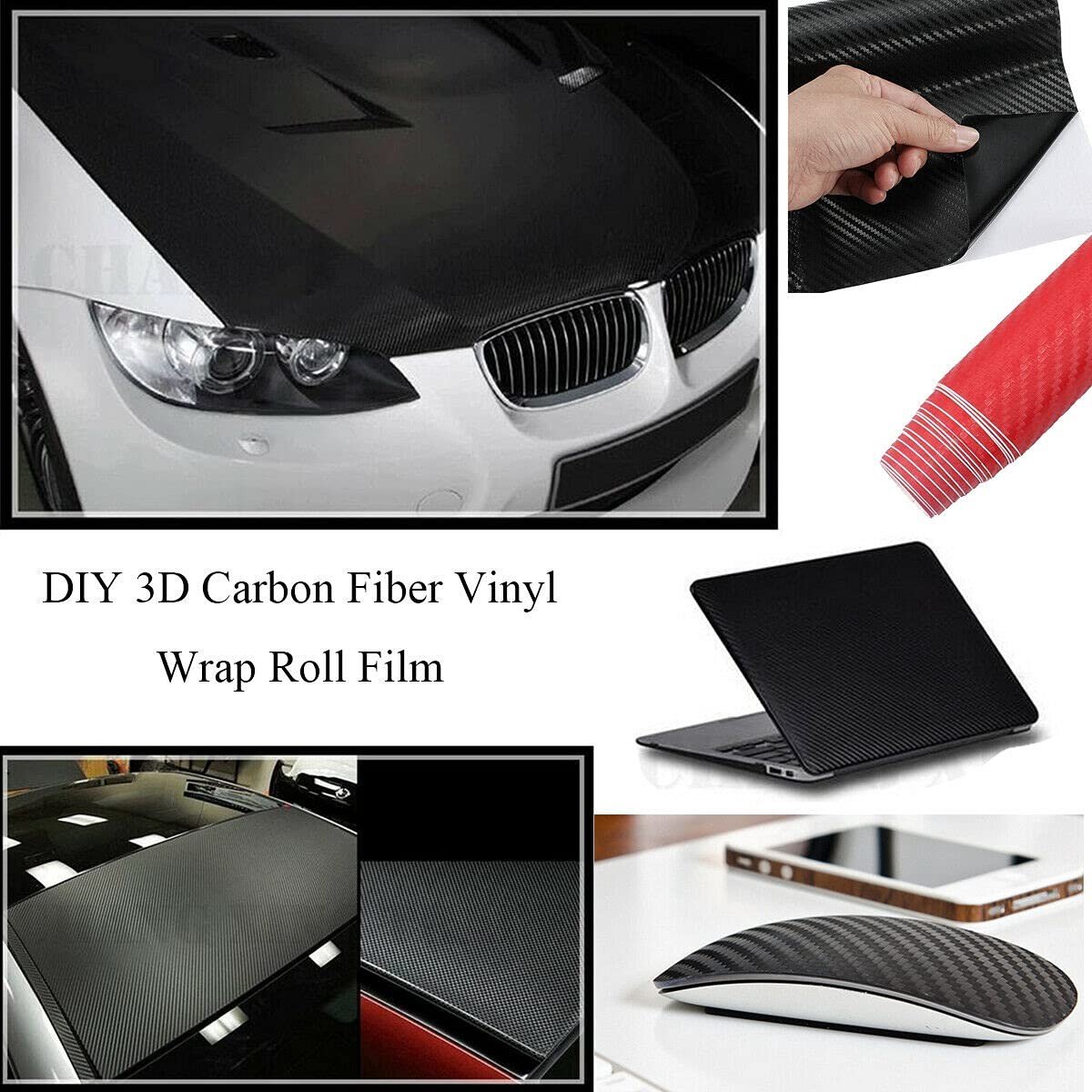 Dailygoods- Auto Sticker 3D Zilver - Koolstofvezel - Waterdicht - Universele Autosticker - 1.52m x 50cm - Luxe Uiterlijk - Voertuigwrap