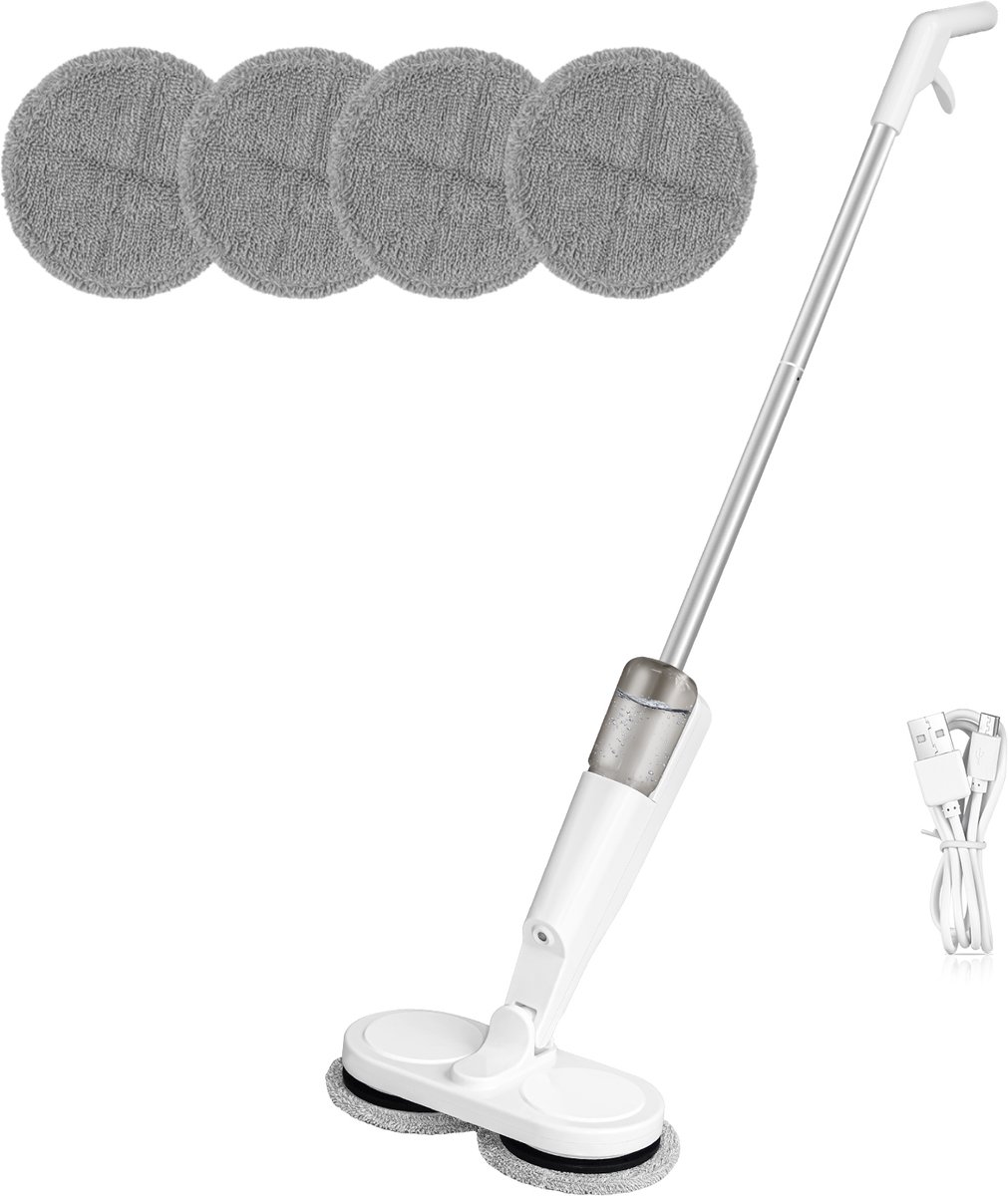 Snoerloze elektrische spinmop - 360° roterend - multifunctionele schoonmaakmop voor thuisgebruik voor laminaat, tegels en tapijt