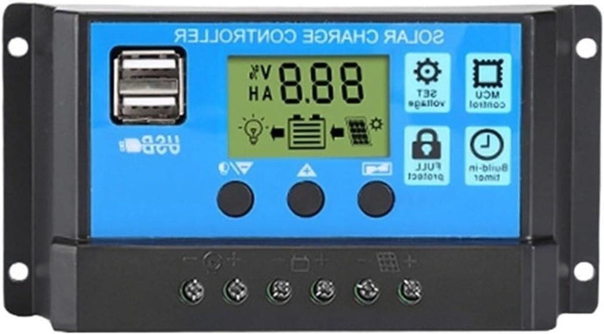Zonne Laadregelaar - Accu Lader - Energie Beheer - Intelligente Microcontroller - 60A - Zwart