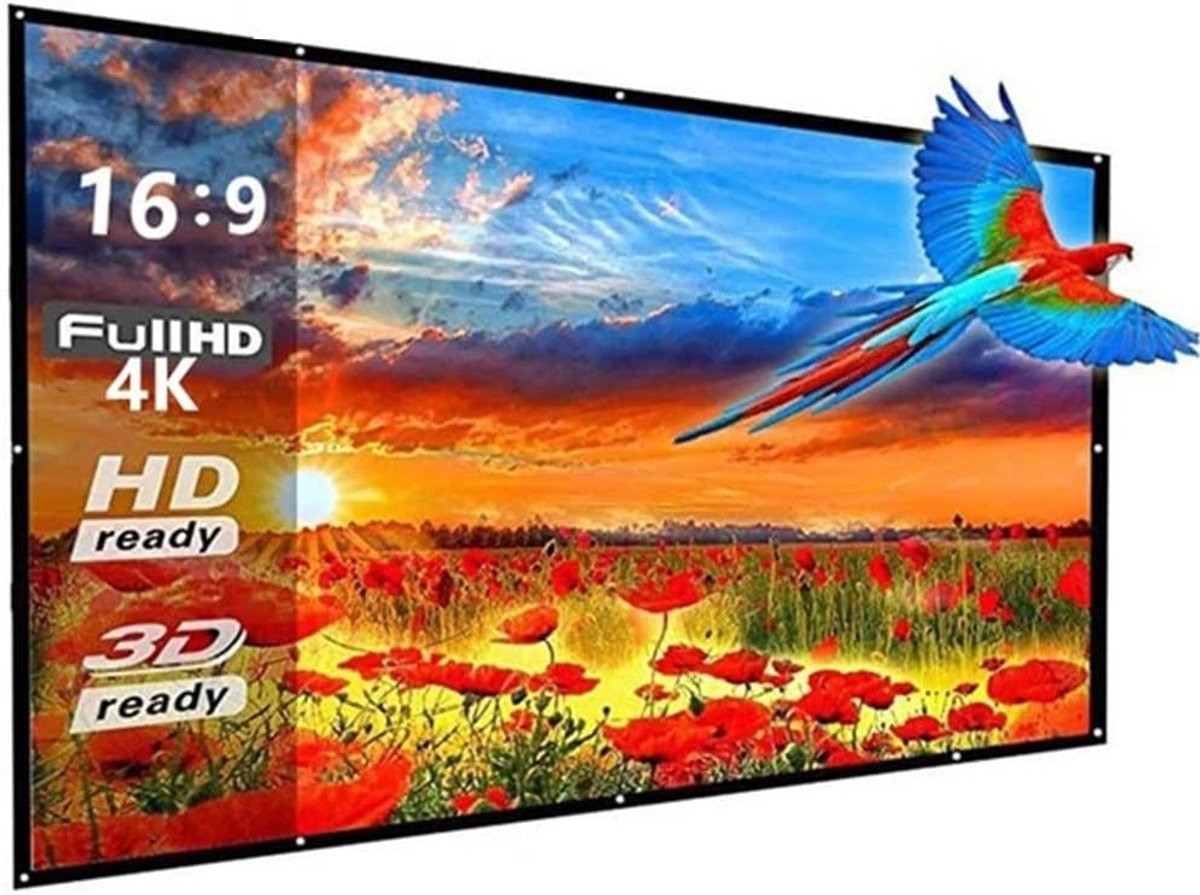 Projectiescherm - Beeldscherm Scherm - Thuisbioscoop Maken - Kreukvrij Afwasbaar - 84 inch - Wit
